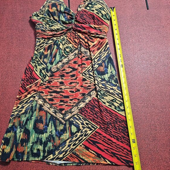 VTG Y2K Muse Halter Multicolor Abstract Dress Sz 10 Stretch Babydoll Urban - Picture 6 of 10